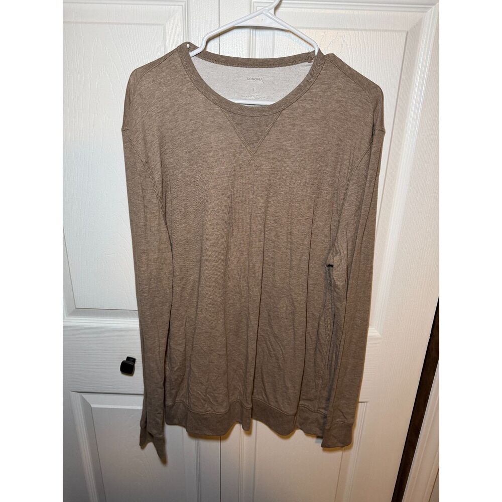 Sonoma Goods for Life Women’s Large Brown Crew Neck Long Sleeve Knit Top 1855